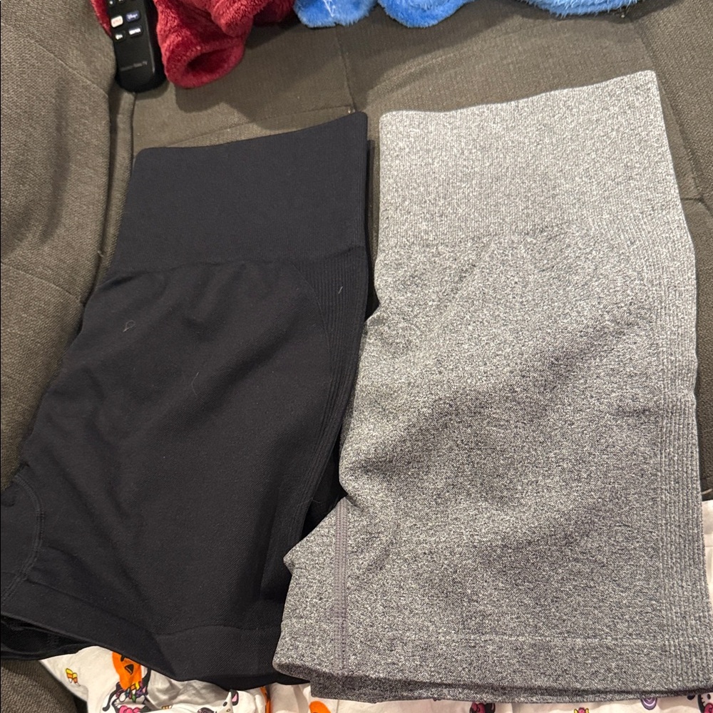Black and Gray High-Waisted Shorts